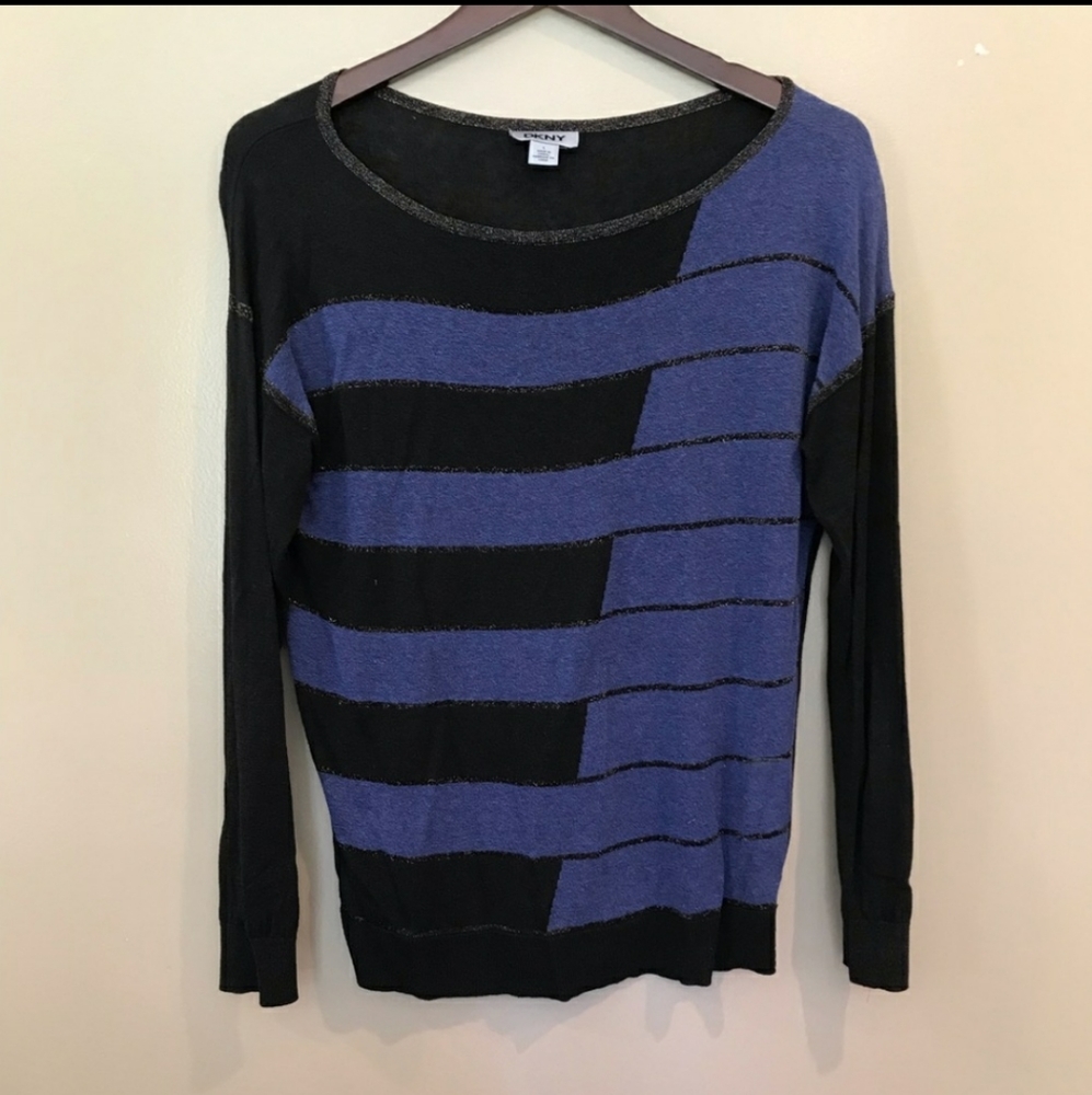 Blue & black glitter blouse